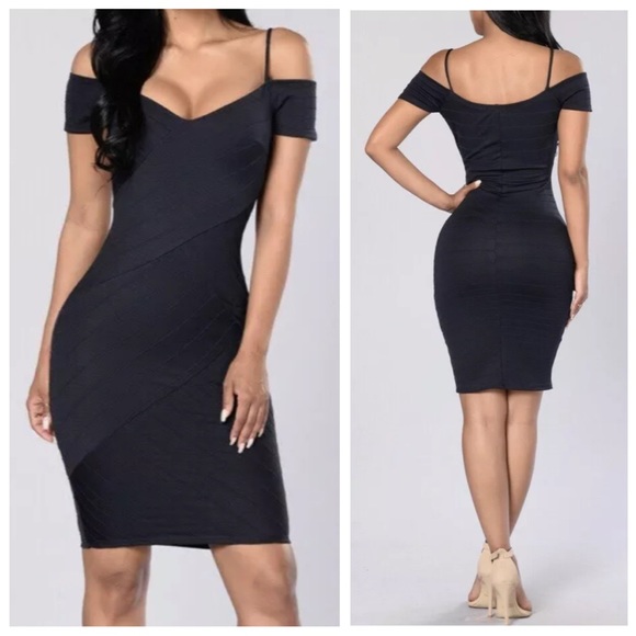 Fashion Nova Dresses & Skirts - Fashion Nova Off-Shoulder Bandage Bodycon Dress M